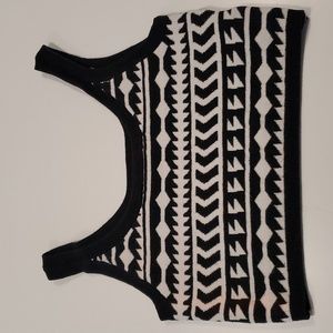Ecote Urban Outfitters Knitted Crop Top, Aztec Pattern in Black and White